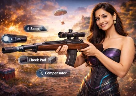 Futuristic warrior in BGMI battle scene