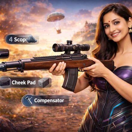 Futuristic warrior in BGMI battle scene