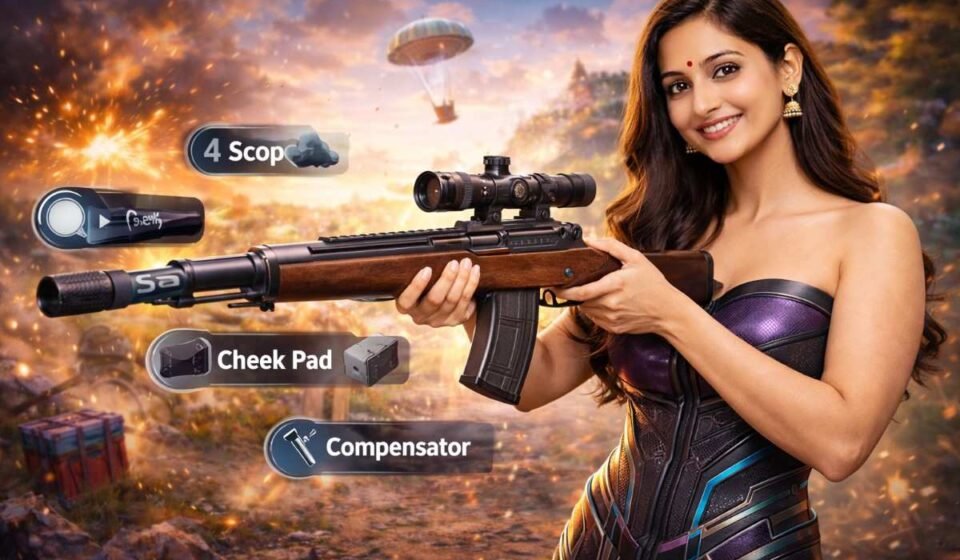 Futuristic warrior in BGMI battle scene